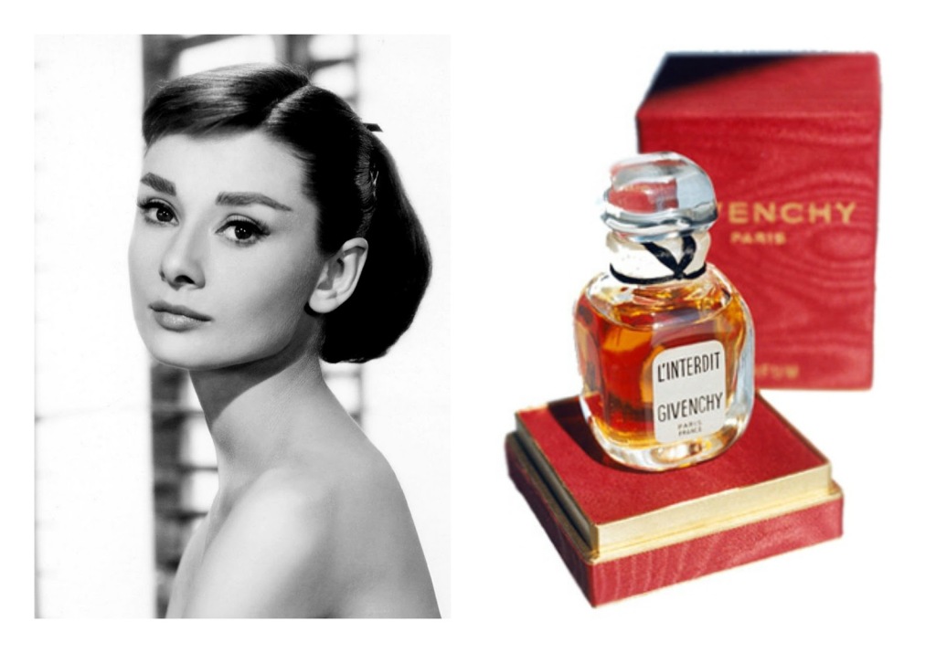 Campana del perfume L´Inerdit de Givenchy con Audrey Hepburn 1957